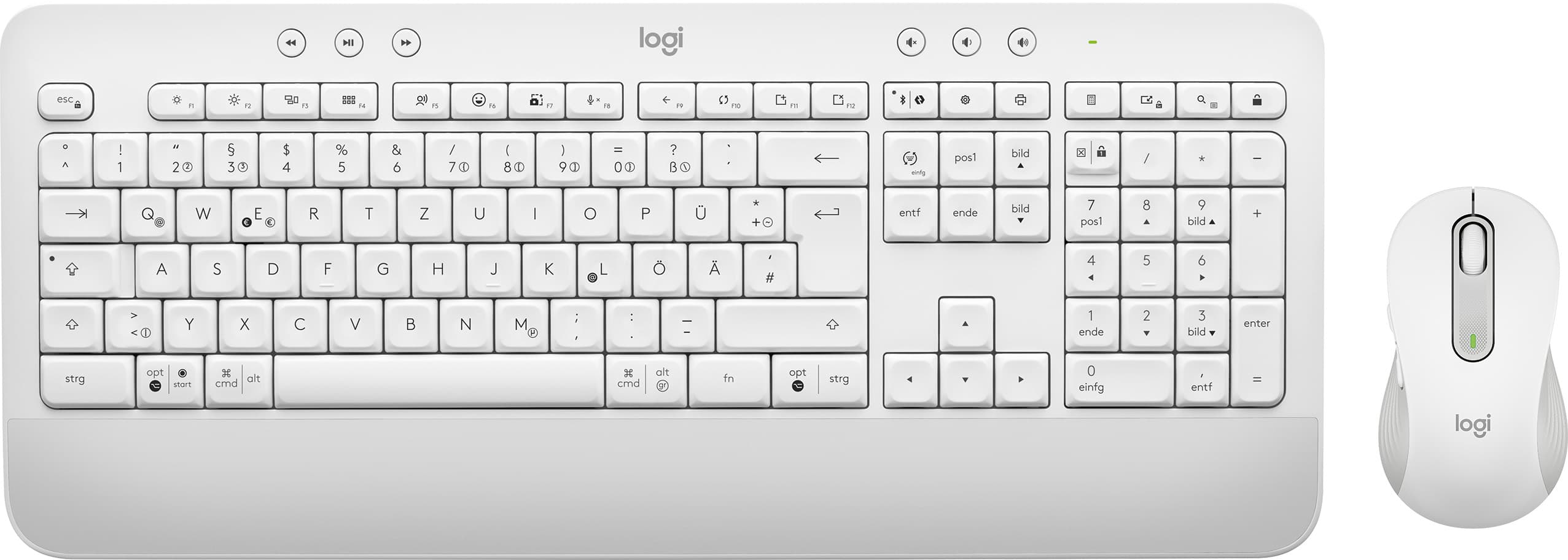 Ensemble clavier/souris Logitech MK650, Sans fil, Bolt, Bluetooth, White Signature, DE, Optique, 400-4000 dpi, Professionnel