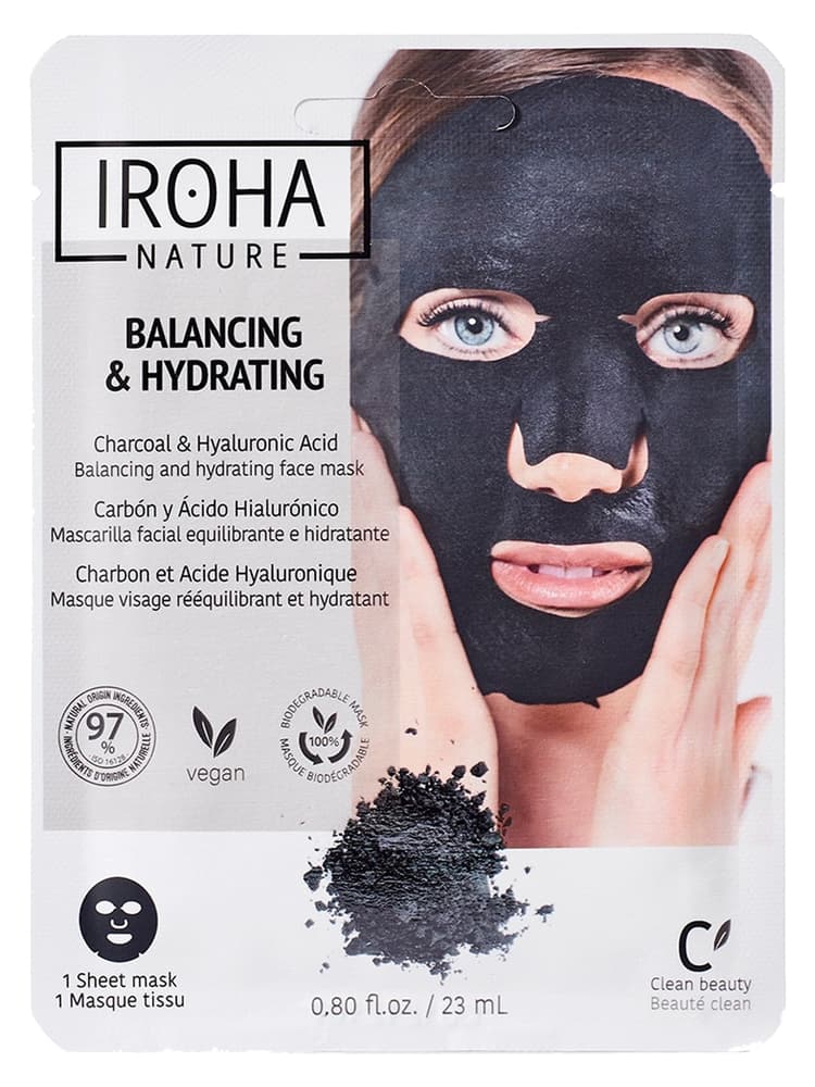 Iroha Collection Détox Masque Tissus Biodégradable Charbon + ha