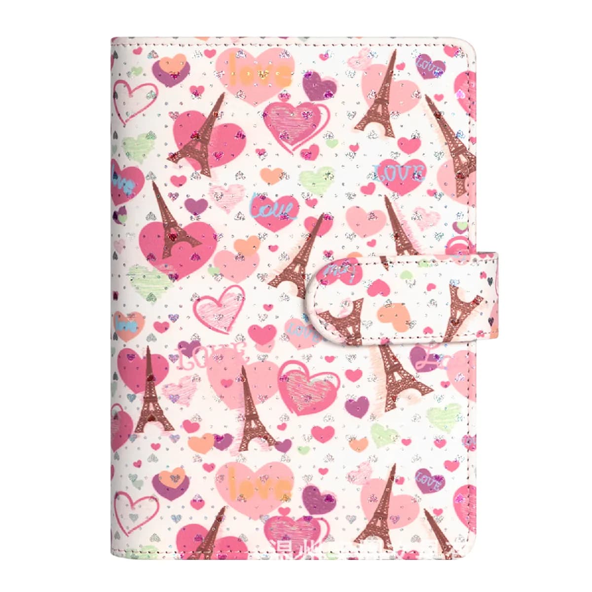 Carnet voyage rechargeable A6 Love Eiffel Tower, motif macaron coréen, blanche,