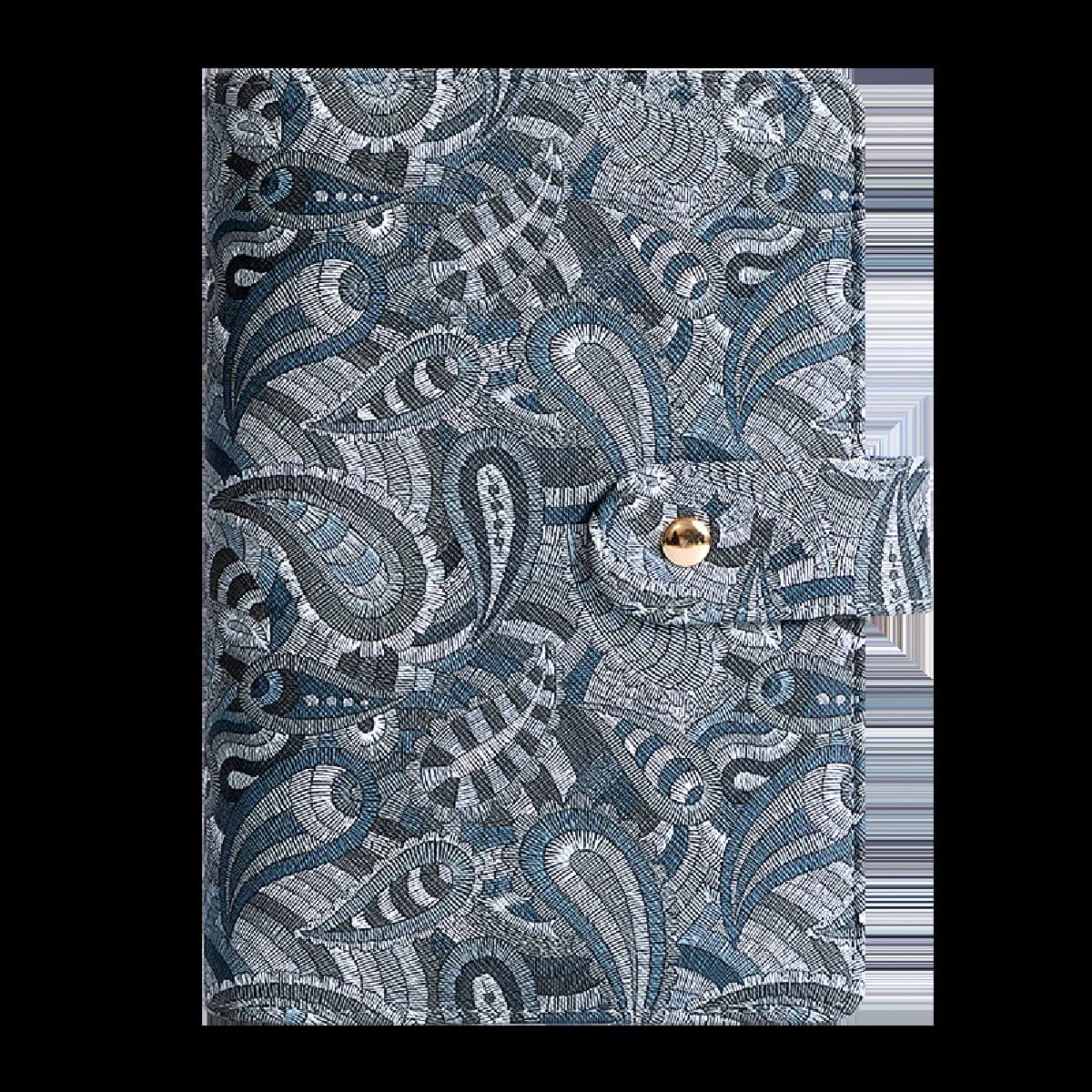 Couverture cahier à anneaux A6 en similicuir avec pochette zippée, motif floral