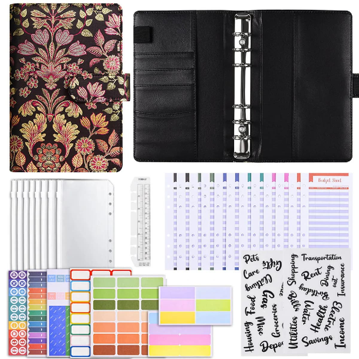 Carnet budget à feuilles mobiles texturées, couleurs macaron, carnet gestion et