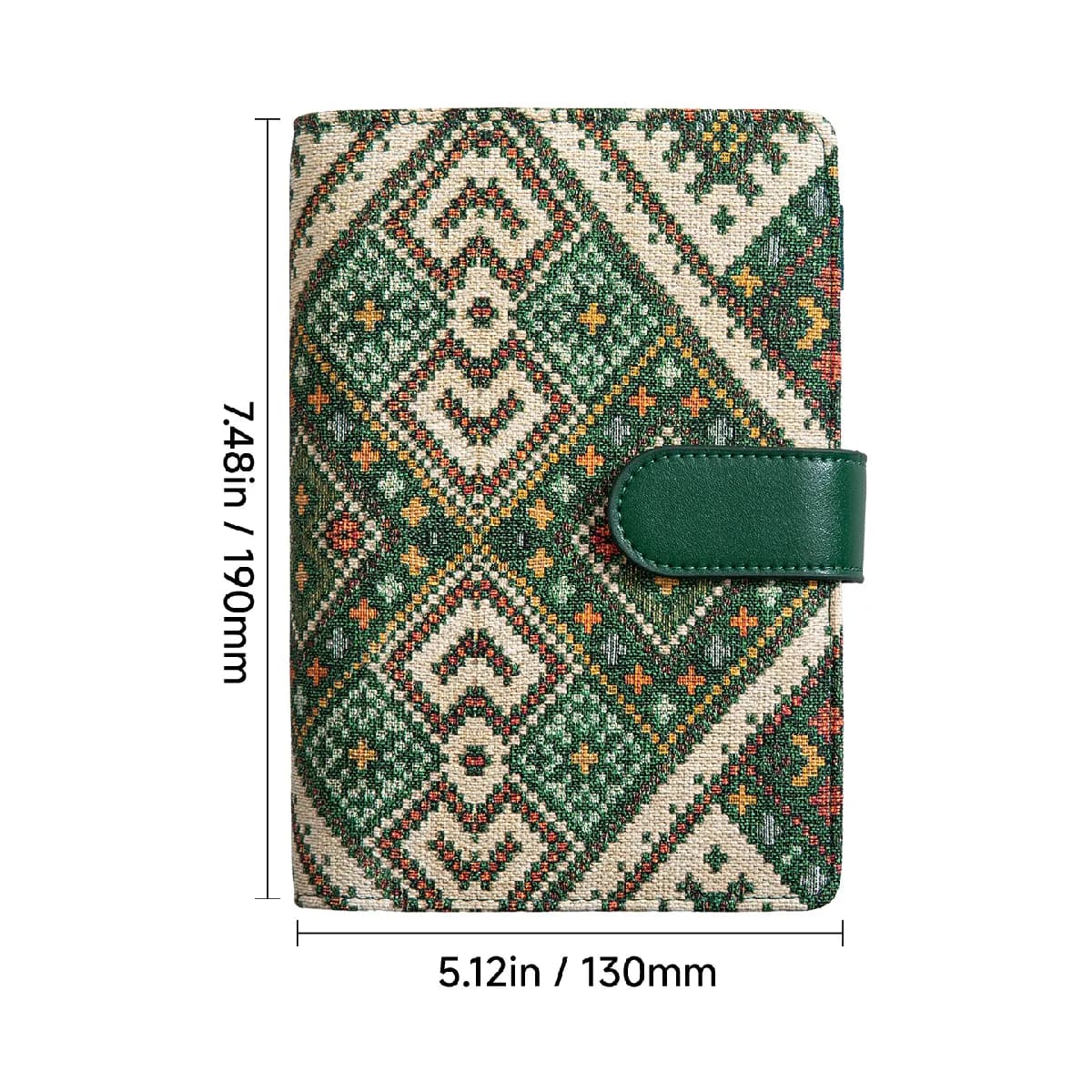 Carnet à feuilles mobiles en tissu jacquard ethnique à motif grainé, style avec
