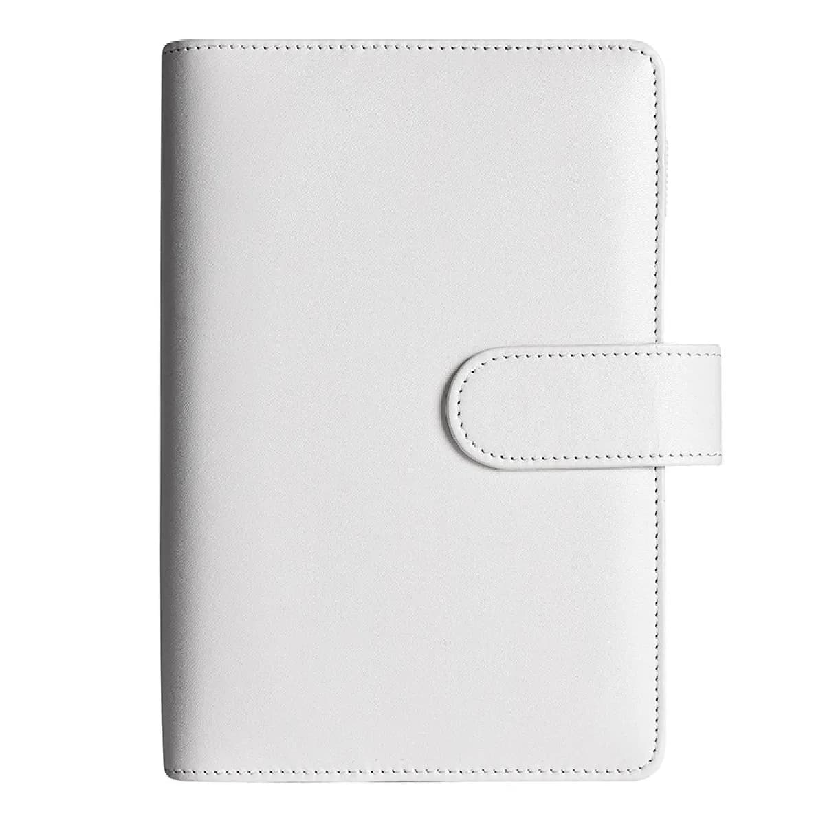 Carnet notes A6 en cuir PU avec fermeture éclair, style macaron, blanc