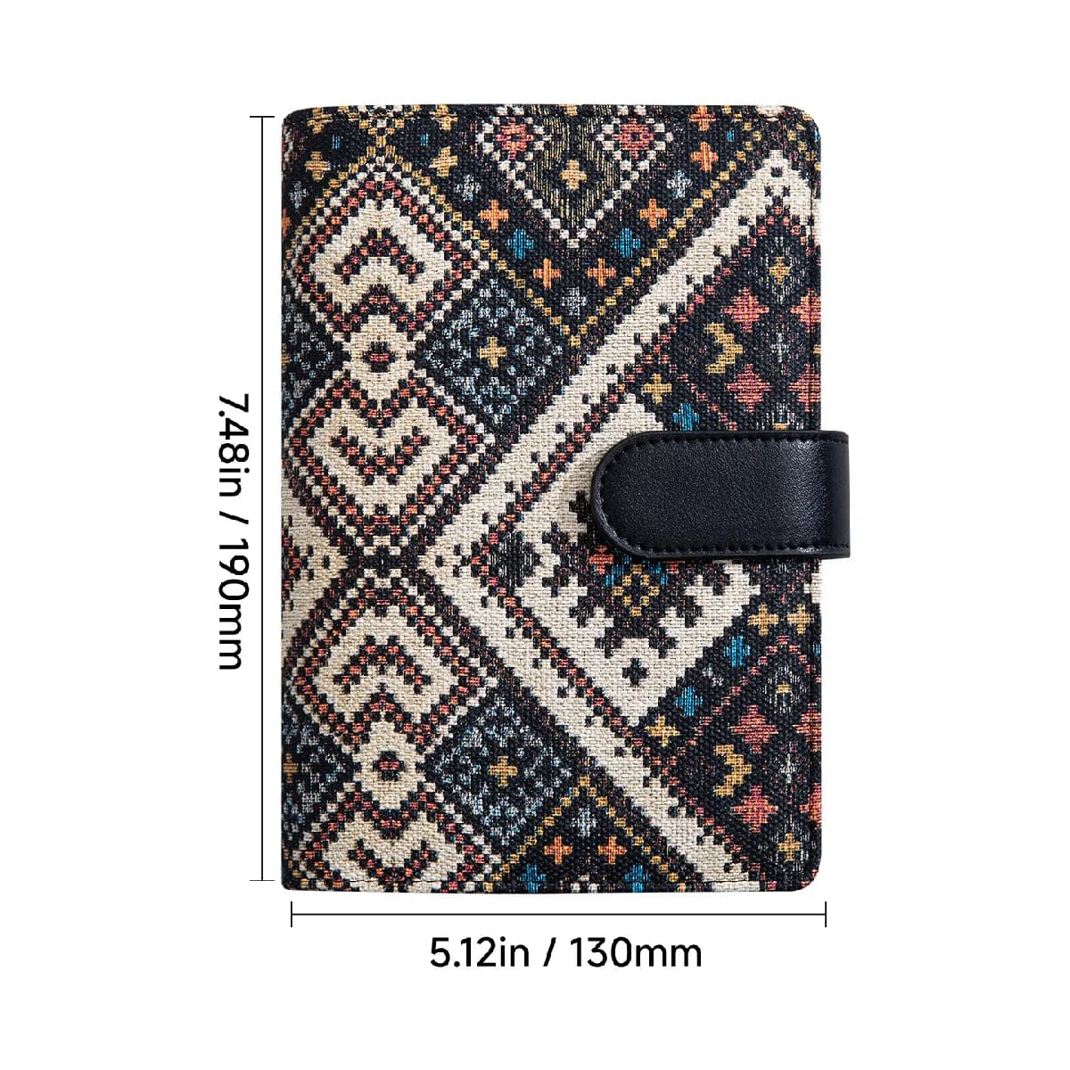 Carnet à feuilles mobiles en tissu jacquard ethnique, style vintage, avec idéal