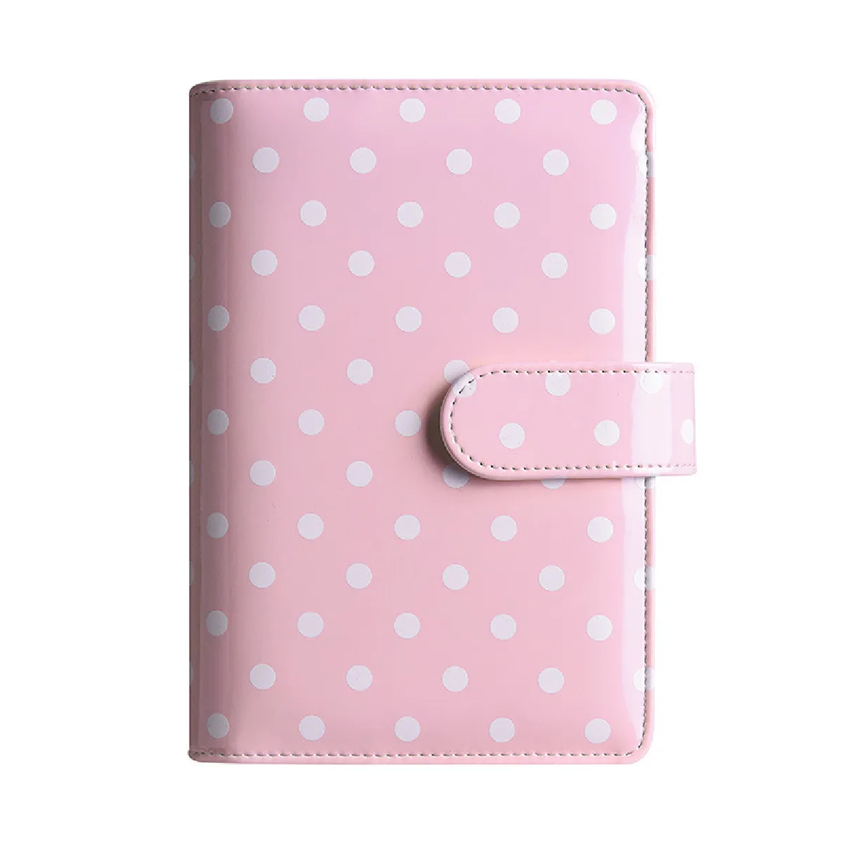 Couverture classeur à anneaux rose à pois A6 - Carnet planification budgétaire,